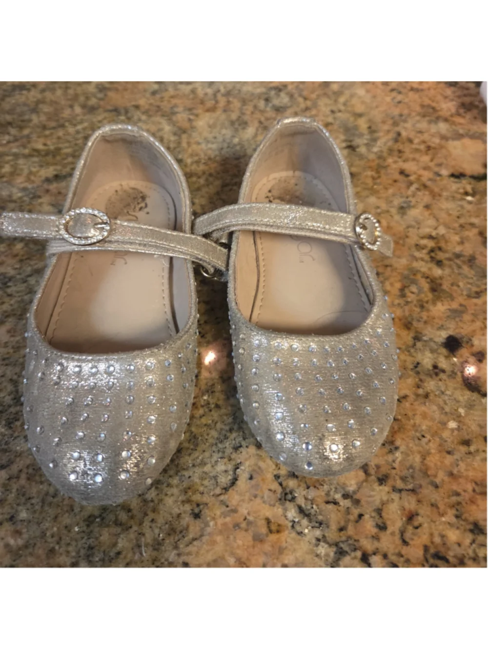 Girls Sugar Dress Shoes Size 7 Gold Rhinestone Mary Janes